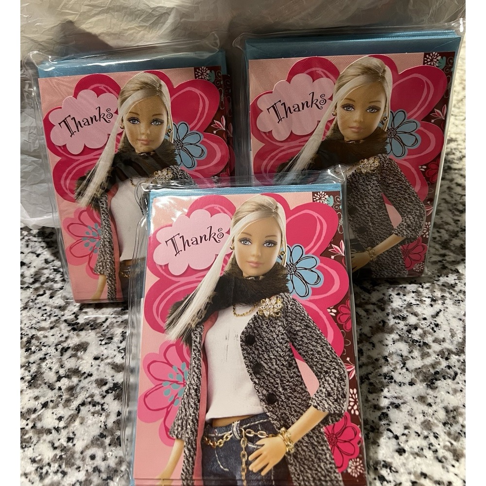 Vintage Barbie Thank You‎ Cards 3 Pack Bundle Unopened Brand New